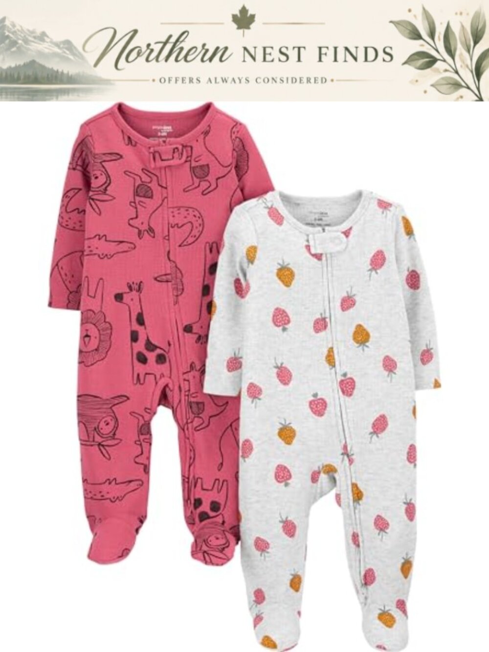 2-Pack 2-Way Zip Thermal Footed Sleep and Play Baby Sleepers